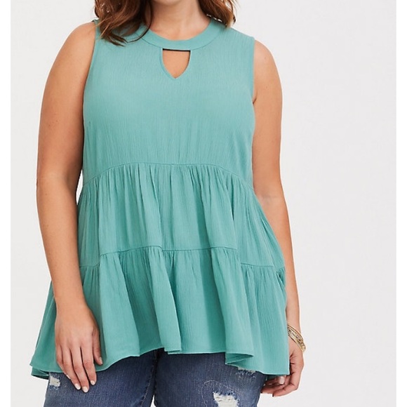 torrid Tops - GREEN HI-LO TUNIC TORRID EUC 1X TORRID